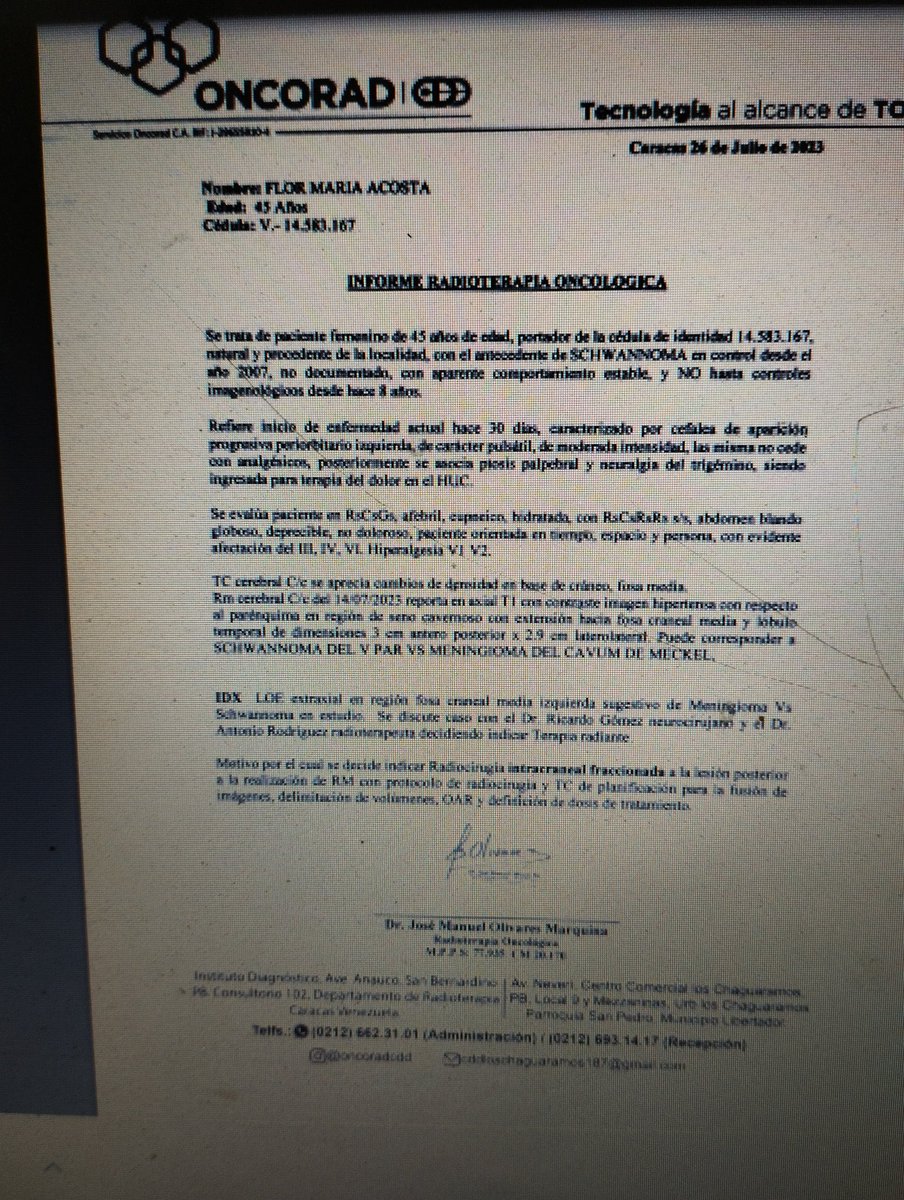 AlexaGomezDos's tweet photo. Flor 45 años, tiene un tumor cerebral. Debe realizarse una radiocirugía lo antes posible y salvar la visión derecha , ya que el lado izquierdo está comprometido. El presupuesto es de casi $5000 y en un hospital no hay cómo operarla. Su familia nos envía su campaña 🙏🏼💟 GRACIAS https://t.co/8C4PhnpHbc
