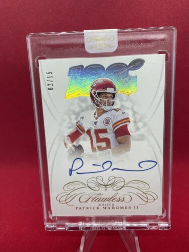 cardwatch123's tweet image. PATRICK MAHOMES 2019 PANINI FLAWLESS NFL 100 AUTO 2/15 #NFL100  CHIEFS #ad #thehobby cardpromoter.com/2023/07/27/foo…