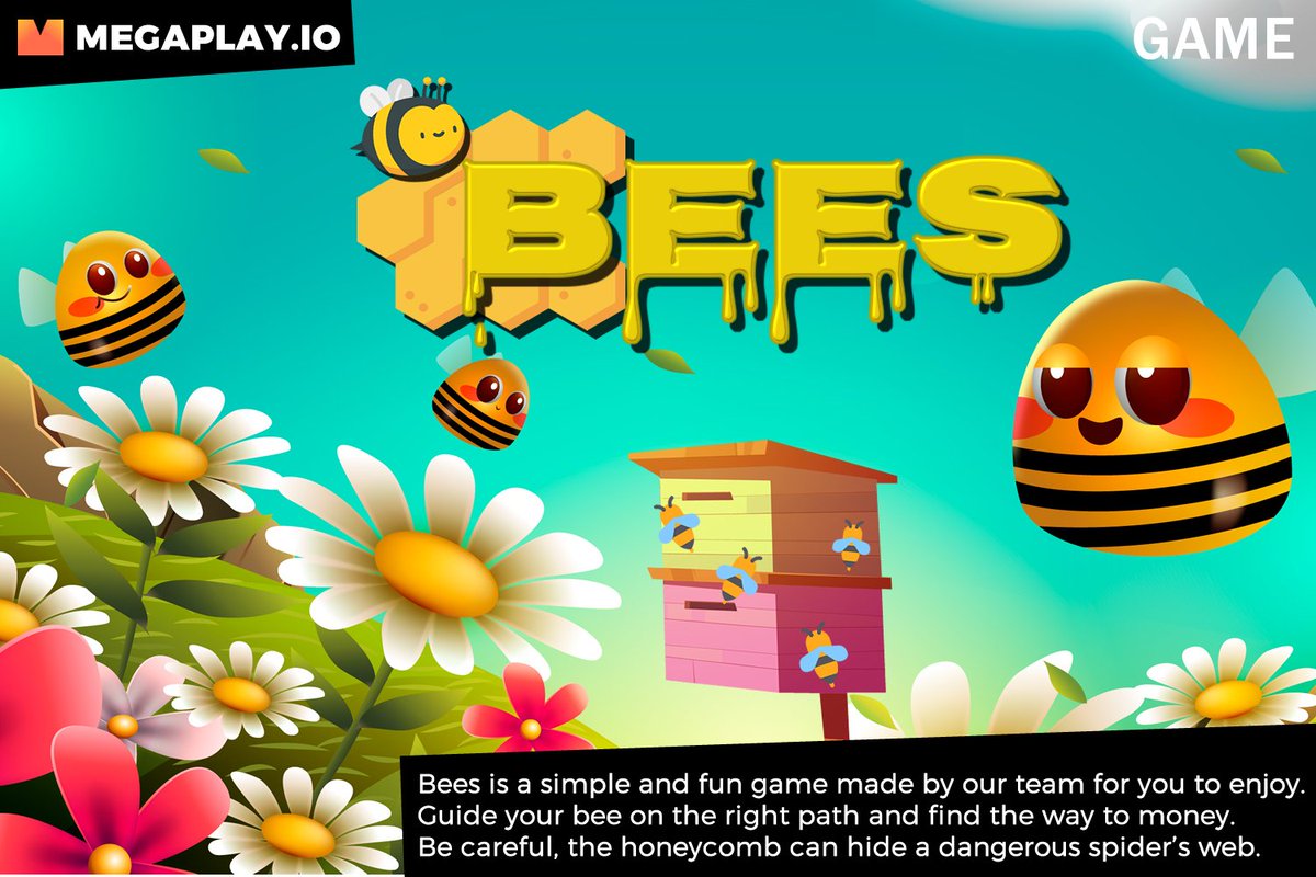 Bees is a simple and fun game.
Guide your bee 🐝 on the right path and find your way to money 💰.
Be careful, the honeycomb 🍯 can hide a dangerous spider 🕸️ web 🕷️.

🐯 Play Now: megaplay.io/original-games…

#Games #Bees #PlayNow #Binance #Bitcoin #Ethereum #Cryptocurrency #Giveway