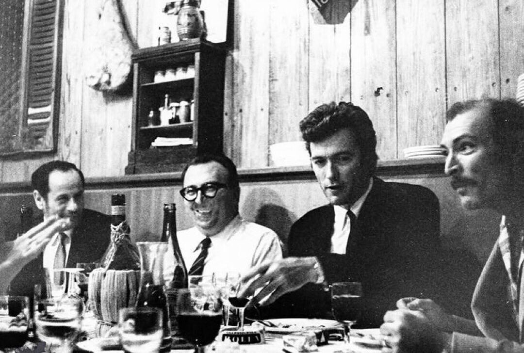 RealEOC's tweet photo. Eli Wallach, Sergio Leone, Clint Eastwood and Lee Van Cleef https://t.co/6kAzmfd3Ru