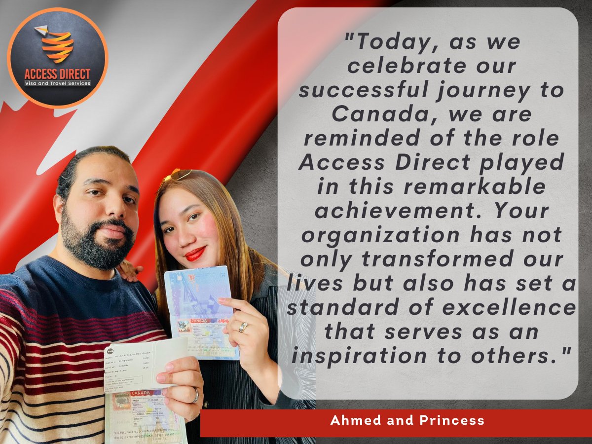 accessdirectceb's tweet photo. Today, as we celebrate our successful journey to Canada, we are reminded of the role Access Direct played in this remarkable achievement. Your organization has not only transformed our lives but also has set a standard of excellence that serves as an inspiration to others. https://t.co/TKmxFlZ0Ag