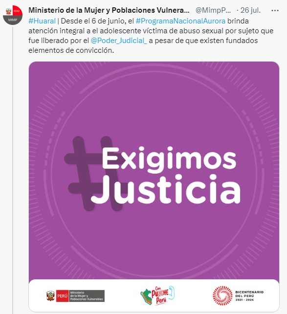 RedNoticiasNort's tweet photo. #HUARAL @MimpPeru se pronunció sobre extraño y sospechosa liberación de violador a manos de juez de Huaral. https://t.co/Cy67t4tJ1i