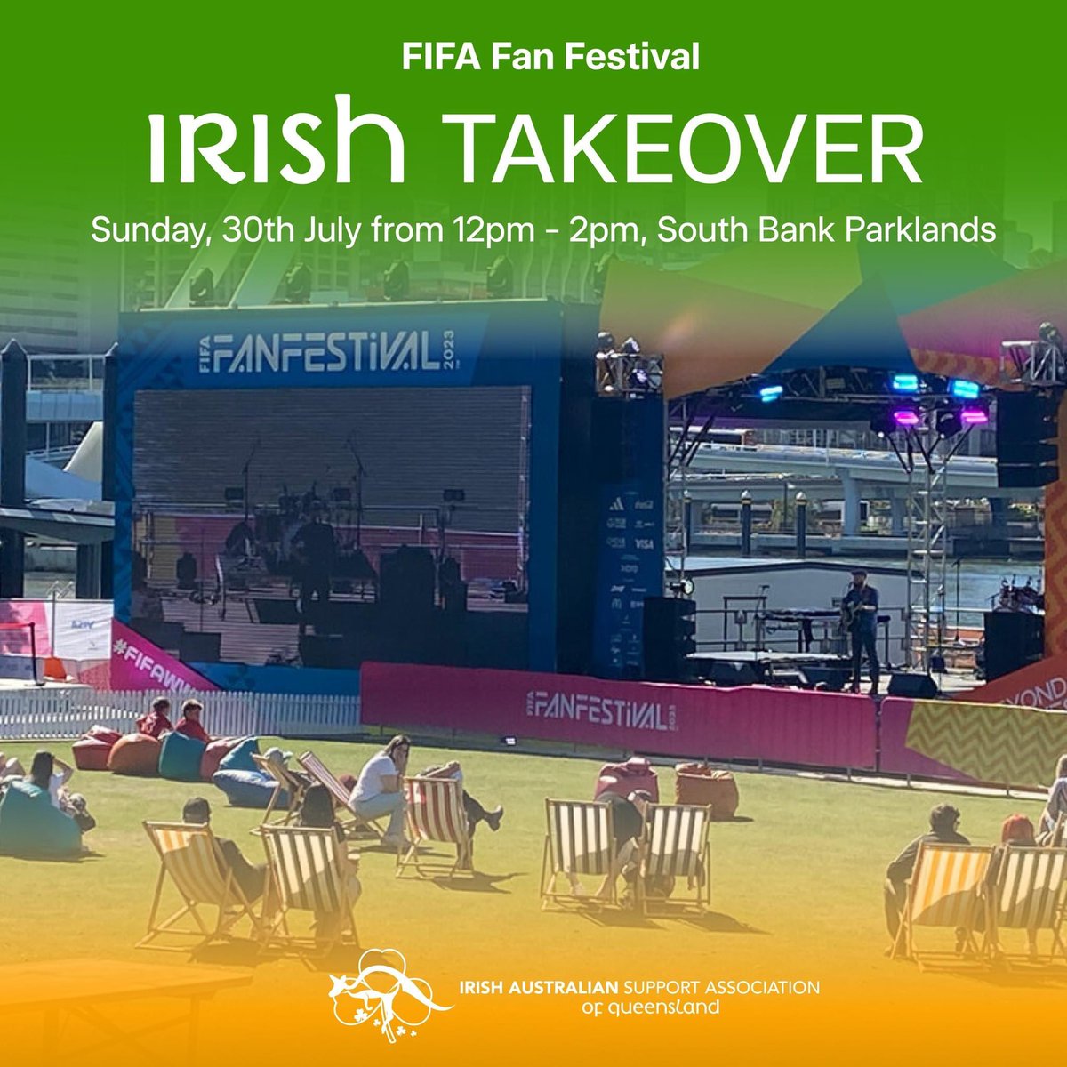 irishsupportqld's tweet photo. What a weekend to be Irish in Brisbane! 
𝗦𝗮𝘁𝘂𝗿𝗱𝗮𝘆, 𝟮𝟵𝘁𝗵 𝗝𝘂𝗹𝘆: 𝗦𝘁𝗮𝘁𝗲 𝗙𝗼𝗼𝘁𝗯𝗮𝗹𝗹 𝗙𝗶𝗻𝗮𝗹𝘀
&amp; 𝗣𝗼𝗽 𝗨𝗽 𝗚𝗮𝗲𝗹𝘁𝗮𝗰𝗵𝘁:
𝐒𝐮𝐧𝐝𝐚𝐲, 𝟑𝟎𝐭𝐡 𝐉𝐮𝐥𝐲: 𝐈𝐀𝐒𝐀𝐐 𝐈𝐫𝐢𝐬𝐡 𝐅𝐚𝐧 𝐃𝐚𝐲
𝐌𝐨𝐧𝐝𝐚𝐲, 𝟑𝟏𝐬𝐭 𝐉𝐮𝐥𝐲: #IRLvNGA #coygig #FIFAWWC https://t.co/TKYE4bSs4s