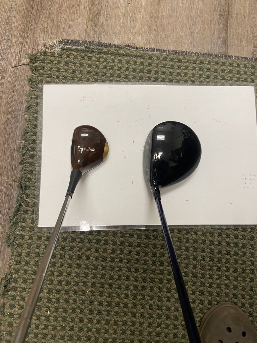 JamesBade1's tweet photo. Rain delay so I straightened the office a bit and came across my #persimmon #powerbilt from high school https://t.co/zi1FRAmup3