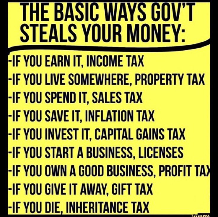 WallStreetMav's tweet photo. It’s amazing that we revolted and started this country over a small tax on tea that didn’t didn’t actually raise taxes.

Look at what we tolerate now.

 😳 https://t.co/QOYKmZXJ8w
