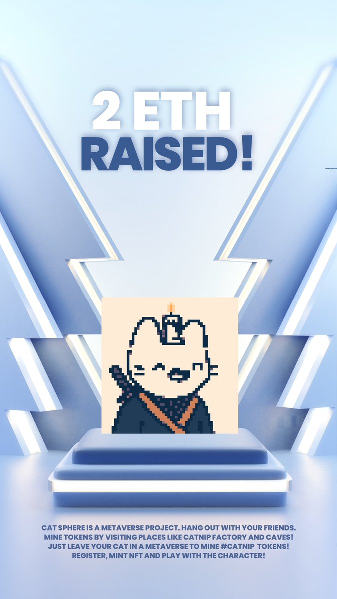 CatSphereNFT's tweet photo. 🐱 2 ETH RAISED! Claim your presale NFT while you can! #CatSphere #Presale #ETH #MAYC #BAYC #Azuki #Metaverse #DeFI #BTC #Doge #investing #trading #TradingView #Lido #AAVE #MANA $THETA $APE #BAYC #MAYC $GALA #KuCoin #NFT #Airdrop #AirdropAlert #apeoclock #whatthefork #Gamified #DAO
