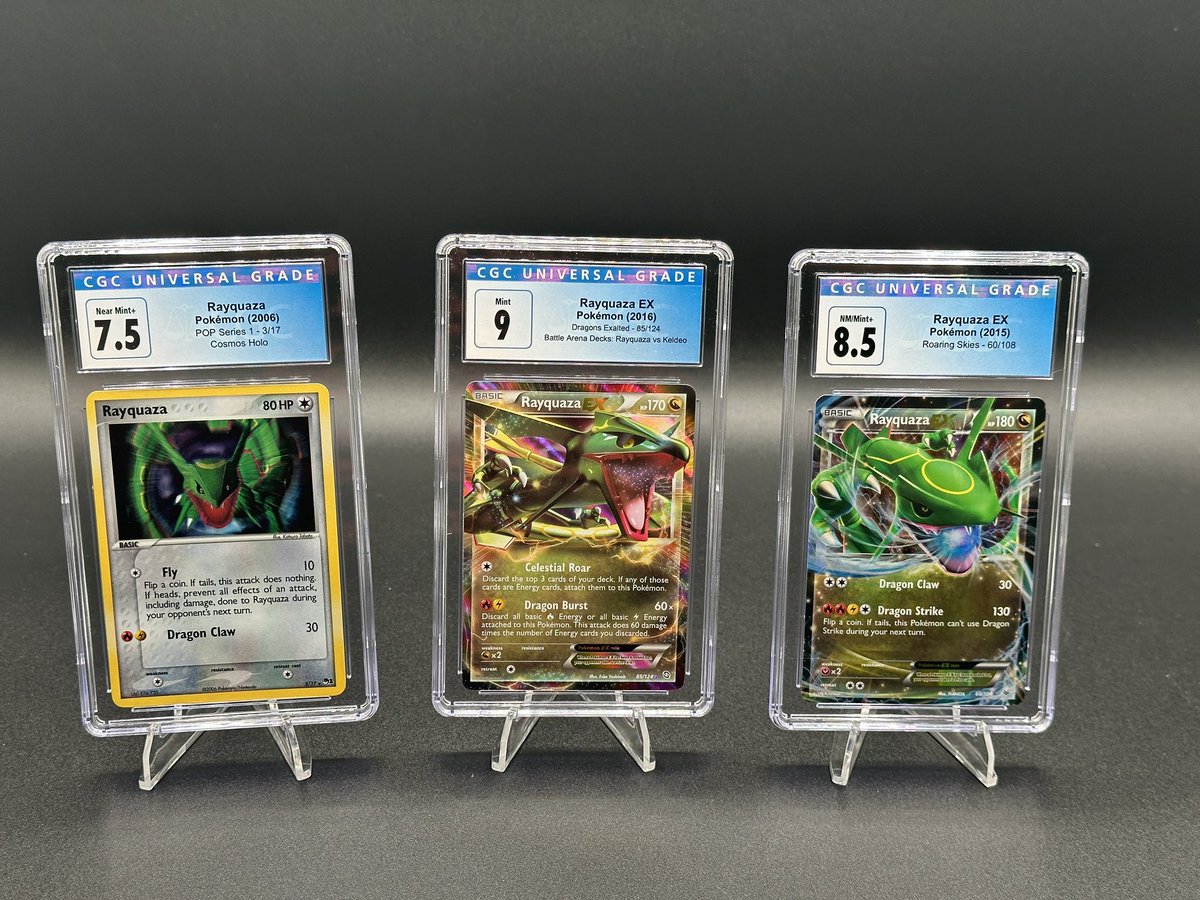 AllPoke4U's tweet photo. 🔥🔥🔥🔥Giveaway Alert🔥🔥🔥🔥
🚀🚀🚀🚀🚀🚀🚀🚀🚀🚀🚀🚀🚀🚀

3 graded Rayquaza cards 😍😍😍😍

1. Rayquaza POP Series 1 cosmos Holo
2. Rayquaza EX Dragons Exalted
3. Rayquaza EX Roaring Skies

Retweet+Like+Comment

Must be following! 

Winner announced 7/31 8pm est!
#Giveaway https://t.co/ISvXK21tAz