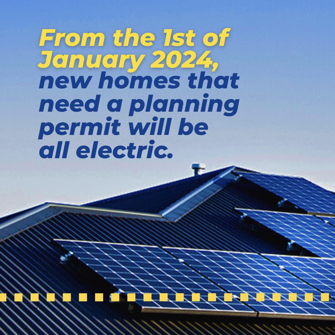 LilyDAmbrosioMP's tweet photo. This is big news – from the 1st of January 2024, all new homes that require a planning permit will be all-electric! https://t.co/QMo0jksiC7