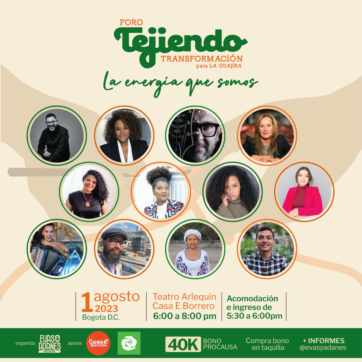 anatpuente's tweet photo. La magia de La Guajira llega a Bogotá, un foro #PorLaGuajira la justicia social, la equidad e igualdad de Derechos con @EvasyAdanes https://t.co/Oie10PDQpI