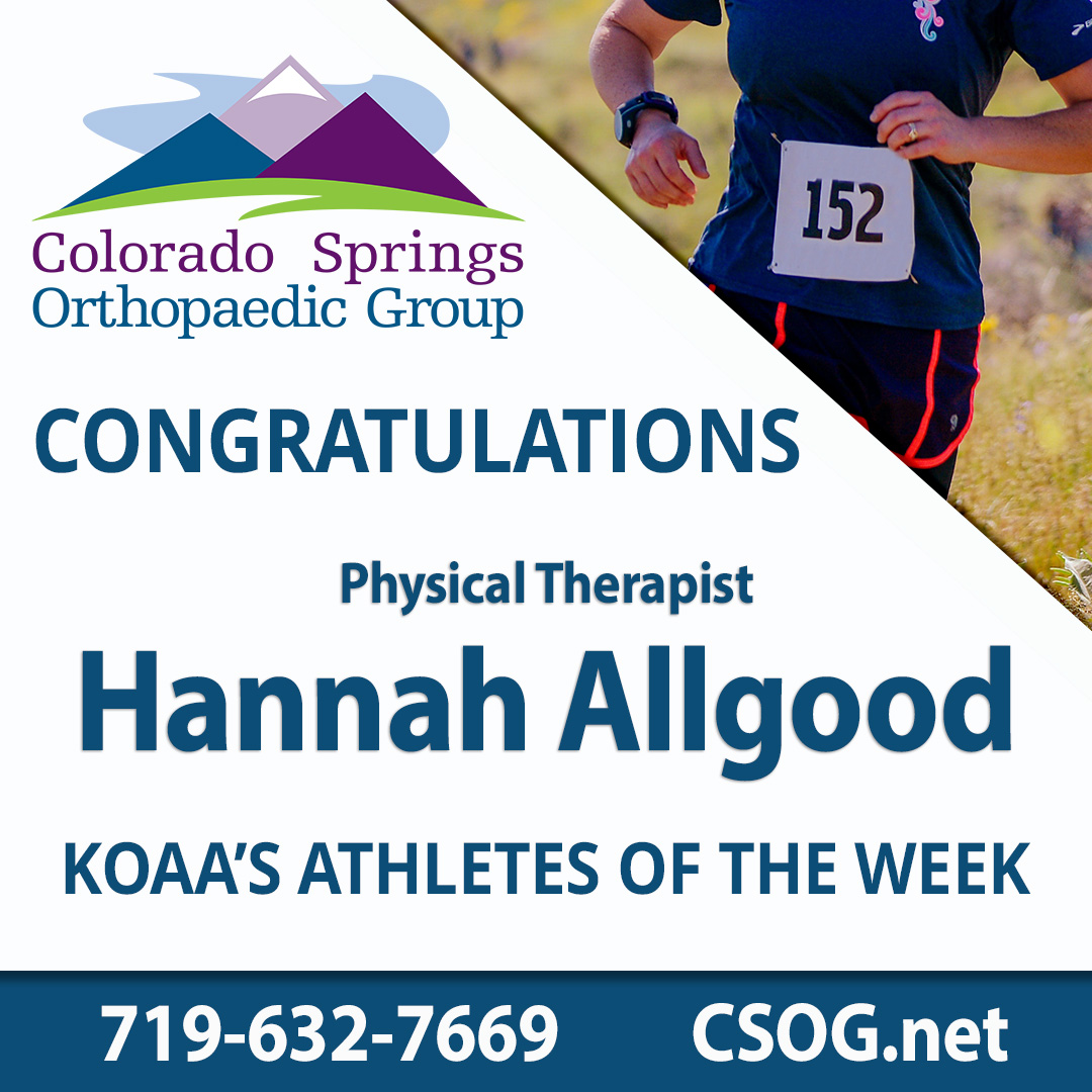 csorthopaedics's tweet image. Congratulations to Physical Therapist, Hannah Allgood for being awarded KOAA's Athlete of the Week!

Catch Hannah's full interview at: koaa.com/sports/colorad…

#KOAA #AthleteOfTheWeek #ColoradoSprings #Athletes