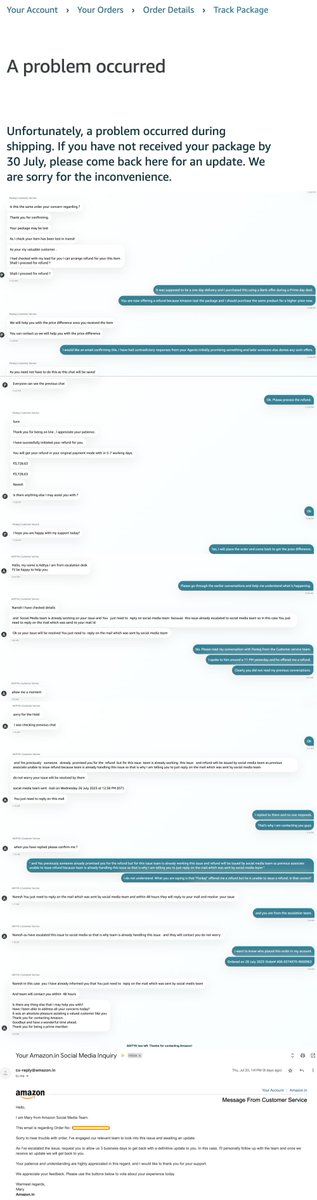 iscorpion89's tweet photo. @amazonIN @AmazonHelp @JeffBezos 
Ordered-15Jul-1 day delivery
Since then Amazon chose to ruin my peace of mind
Phone support-get a refund and get lost
Social media support-we've escalated WAIT(no response)
Chat support- I processed a refund(not really)-hung up.
#nohopecs https://t.co/SedHPaeup2
