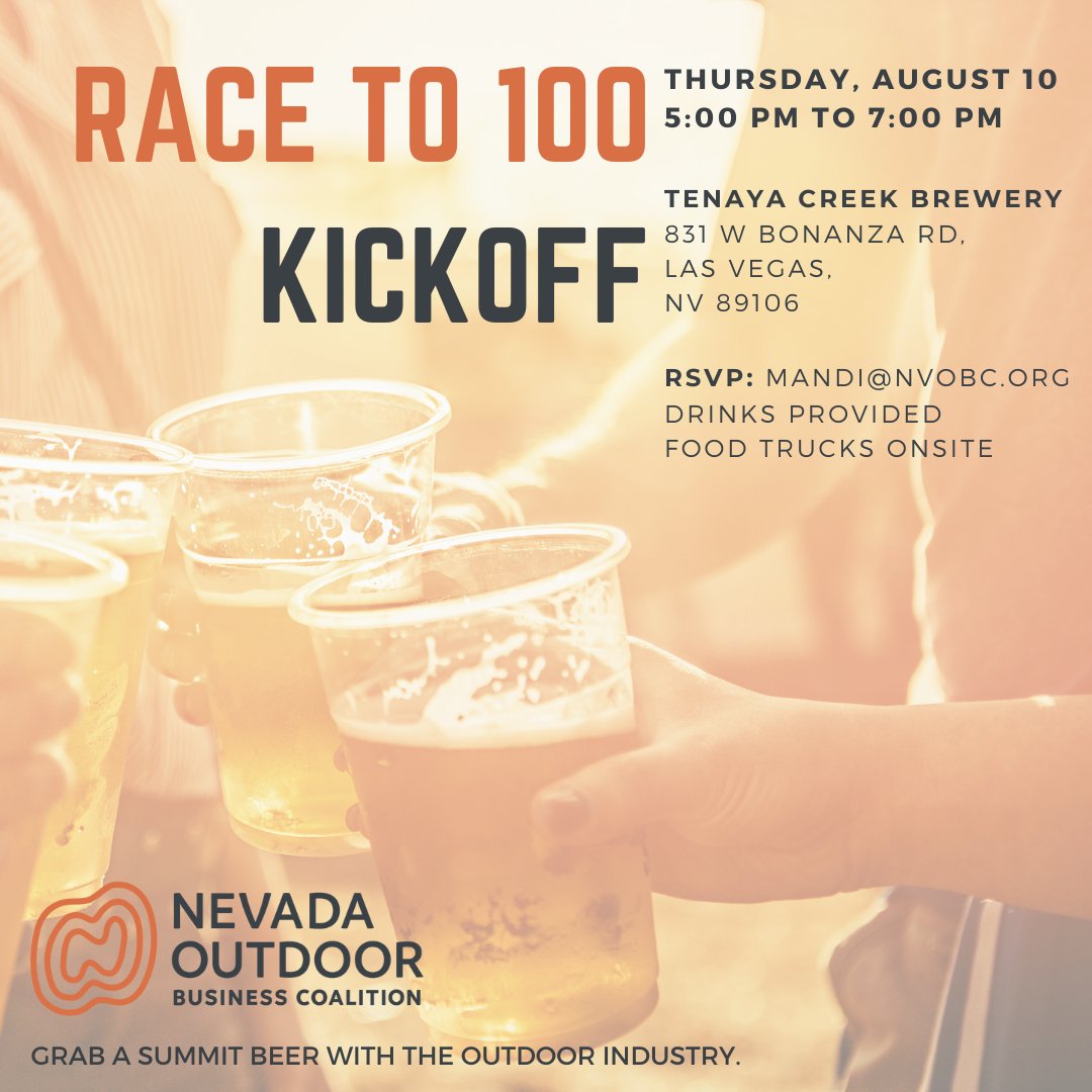 📢 Calling all outdoor enthusiasts & entrepreneurs in Nevada! Join us for an exciting kick-off event of the NV Outdoor Business Coalition as we embark on our Race to 100 Member drive!

Let's shape a thriving outdoor business community together!
#outdoorindustry #outdoorrecreation