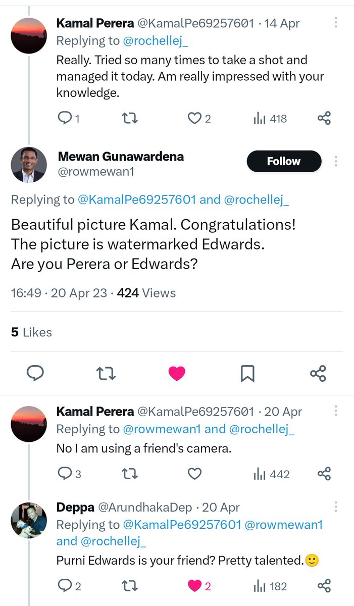 nomadic_sanjee's tweet photo. Several Twitter friends asked me privately if I know @KamalPe69257601. No, I have never met him. I only know him from Twitter. What I find fascinating is that he once shared a picture with the watermark of Poorni Edwards, spouse of wanted money launderer Rienzie Edwards.1/ https://t.co/W7Euu2Lg0s