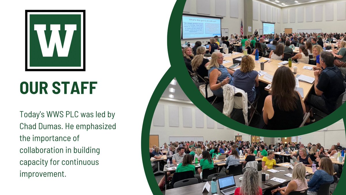 Our <a href="/wwsweb/">WWS</a> staff is leading by example. Today’s PLC (Professional Learning Community), with <a href="/ChadDumas/">Chad Dumas</a> was dedicated to continuous improvement. #rockstrong