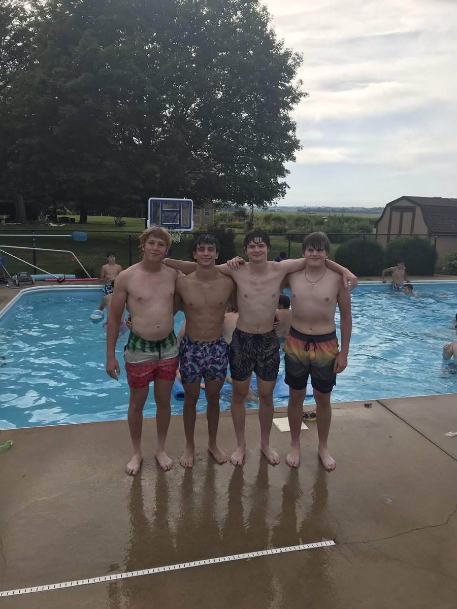 NewmanFootball1's tweet photo. Successful summer! Pool party with the team to close it out… congrats to our 2023 captains, who were selected by their peers! #BEABOUTIT #Rollon #Bluemachine #WHO #Rockets https://t.co/pqveGlZjdl