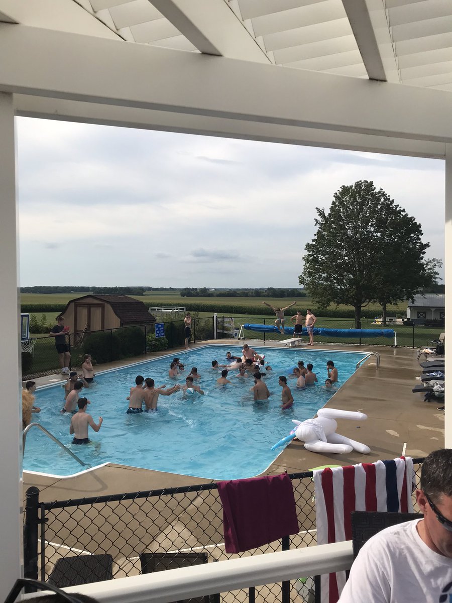 NewmanFootball1's tweet photo. Successful summer! Pool party with the team to close it out… congrats to our 2023 captains, who were selected by their peers! #BEABOUTIT #Rollon #Bluemachine #WHO #Rockets https://t.co/pqveGlZjdl