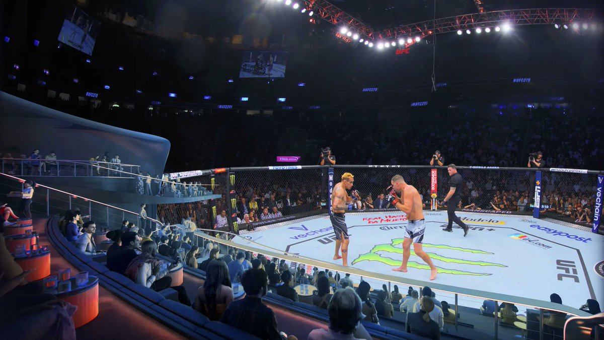 experiencecosm's tweet photo. Cosm's state-of-the-art immersive technology will transport UFC fans closer to the Octagon than ever before, surrounding them with the sights, sounds, and energy of the UFC's most sought-after fights. #CosmUFC #Cosm #ExperienceCosm https://t.co/Daa1qo1Hcn