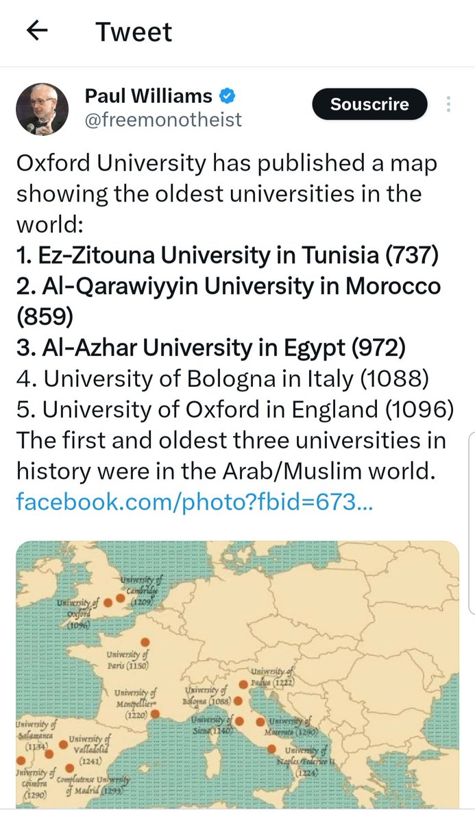 kaftanstories's tweet photo. PHOTOSHOP ! 

Map originale ne comprend aucune université en Algérie.

Ps: D'après UNESCO, Al Qurawiyine à Fès est la plus ancienne ( EN CONTINU ) du monde. https://t.co/ufsjIhE3n1