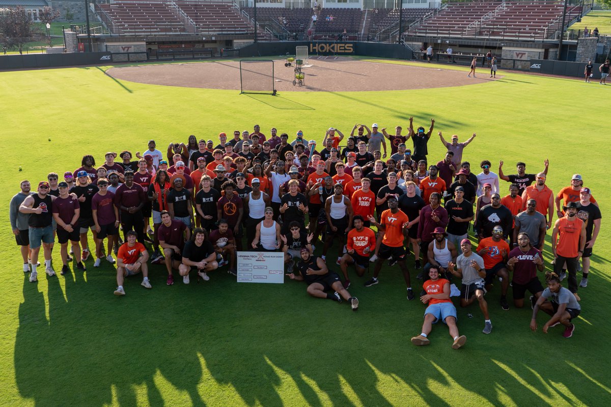 HokiesFB's tweet photo. It looks like we can call this team bonding experience a home run!

Congrats to the Maroon team on winning the Home Run Derby 🥎🏆

#ThisIsHome https://t.co/t1HysPe2Qu