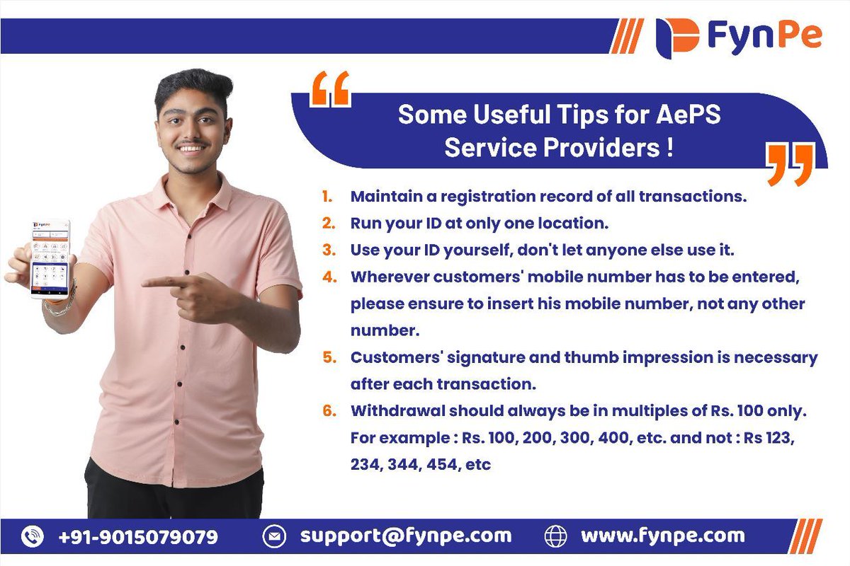 fynpe_payments's tweet photo. Sharing Useful Tips for attention of all AePS Service Providers ! Call us to know more.
#aepsservice #apes #advice #tips #fynpe https://t.co/UHRDwnr6I2