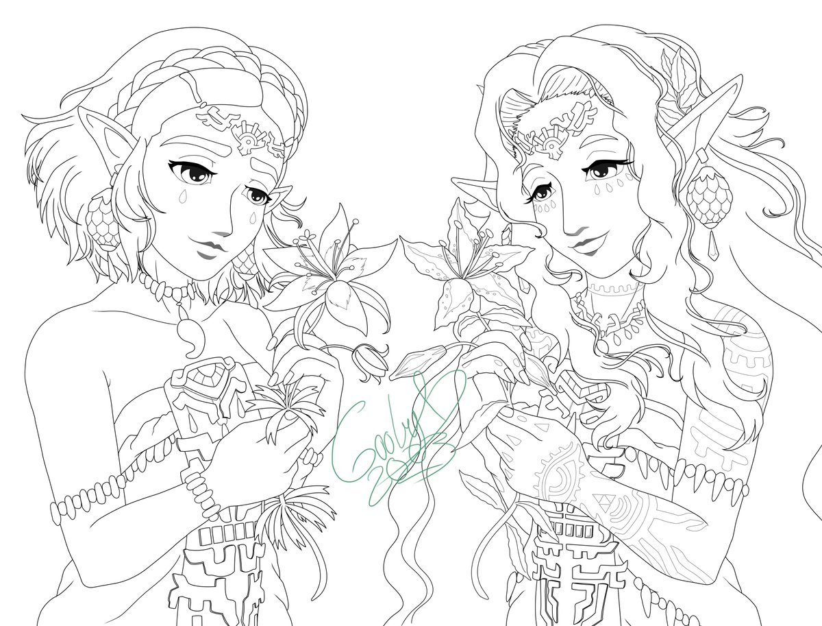 Line-art of a drawing I'm really happy with :D
Princess Zelda and Queen Sonia from #TearsOfTheKingdom 🥰
Colours are in the works but still way off from finishing ^^
#Zelda #ZeldaTOTK