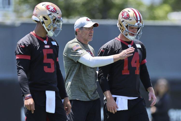 MLFootball's tweet photo. REPORT: ‘The vibe’ coming from the San Francisco #49ers is that Sam Darnold is the QB2 and Trey Lance is the QB3, per @ProFootballTalk. 

Lance was the third overall selection in 2021. https://t.co/14F09bkBrL