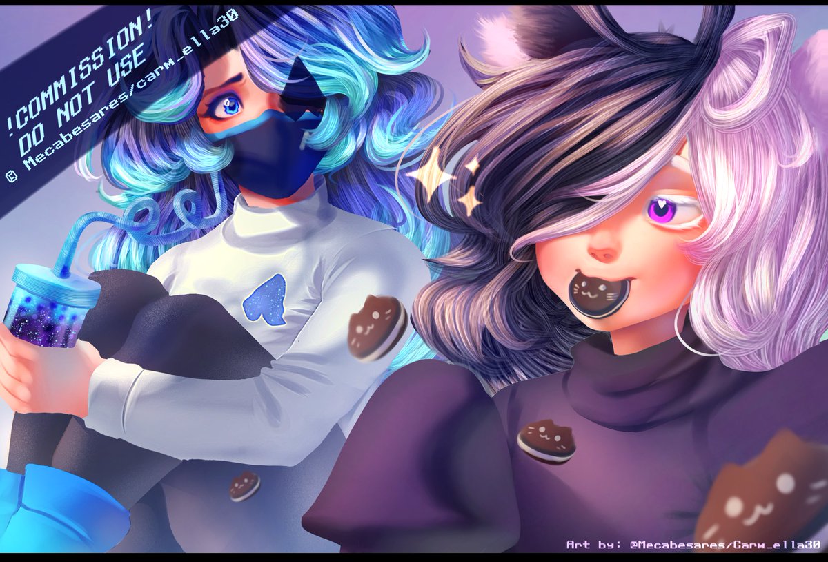 Mecabesares's tweet photo. Commissioned art!💙✨
Mannnn Oreo eating an Oreo ✨
A blueberry drinking a blueberry but with silly straws ✨ 
✧◝(⁰▿⁰)◜✧

I hope y'all like it! 💙✨
#commissionart #commissionopen #oc #originalcharacter #ocdrawing #ibispaintx #digitalart #art #mecabesares #Carm_ella30 https://t.co/aRR7XFuhCc
