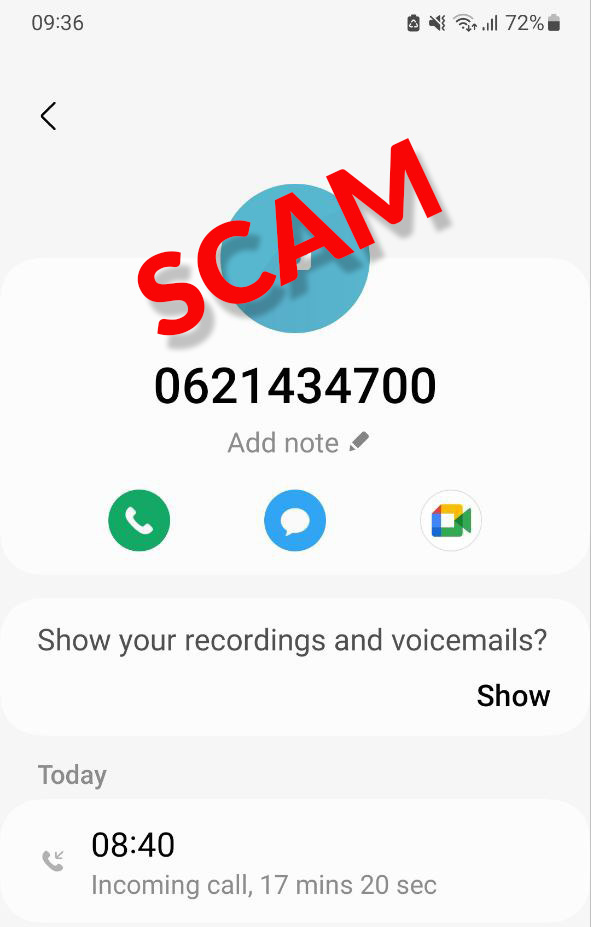 Yozzo's tweet image. #SCAMCALL WARNING number 0621434700
Scammer called a friend of mine, pretending to be a police officer from Khon Kaen: "Your bank account has shown up during a drug trafficking investigation. We want to be sure it is not a "mule account" ...
  
#callcenter #มิจฉาชีพ #กสทช