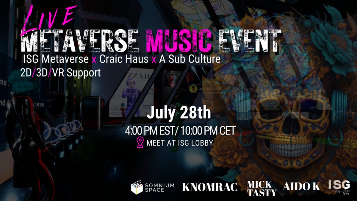 Live Metaverse Music Event at #gindistadium 🏟️

VR Live Stream 4:00 PM EST/10:00 PM CET🗓️

2D/3D/VR supported😎🔥

Inside <a href="/SomniumSpace/">Somnium Space</a>