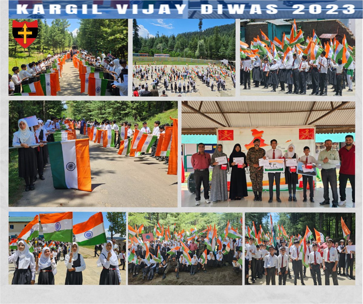 #KVD2023 
 
#KargilVijayDiwas2023 was celebrated with much enthusiasm at Gulgam #Kupwara with an aim to pay #tribute to the martyrs and also to remember the heroes of the #nation.

Number of events were conducted  by #IndianArmy  to Commemorate the Martyrs of #KargilWar. 200…