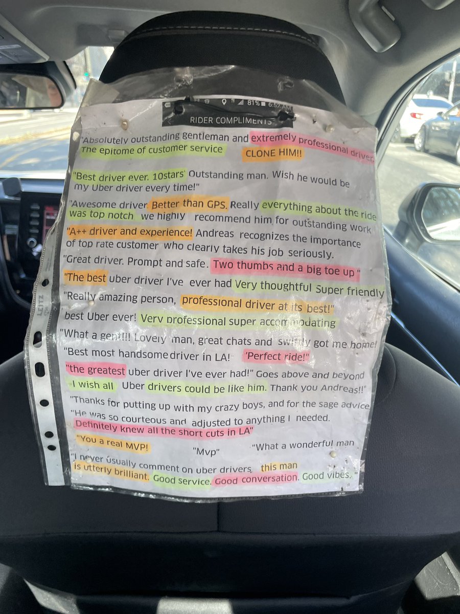 Absolutely wild reviews on my Uber driver