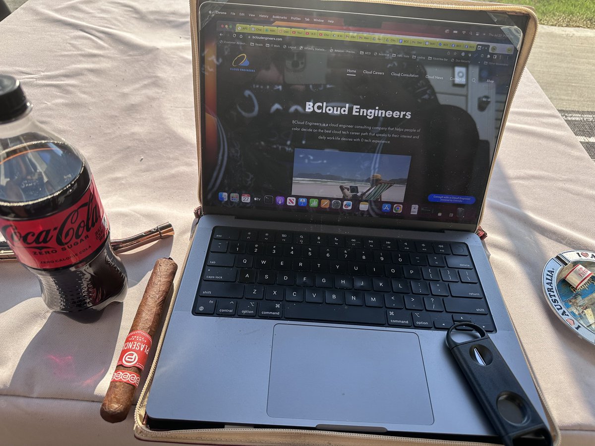 I'm willing to bet I'm the only cloud engineer Bootcamp creator recording class content while smoking a cigar 🥲💨😂 💻☁️ #plasencia #cloudtechnology #techtwitter #atlantatech
