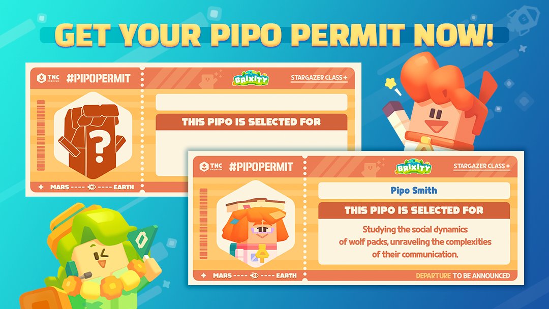 playbrixity's tweet image. Have you gotten your #PipoPermit yet? It&apos;s easy! Head on over to the #BRIXITY pre-registration website to get yours today! 💚 

Pre-register now 👉 go.playbrixity.com/preregister

Comment below with the Pipo Permit you received!

#PlayBRIXITY #BrixByBrix