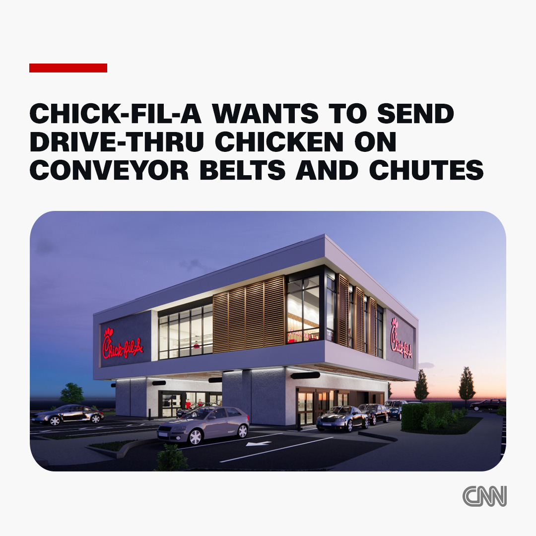 CNN's tweet photo. Chick-fil-A is testing out two new restaurant concepts — a four-lane drive thru with a kitchen above and a walk-up store for digital orders — as it becomes the latest chain to try to get customers to skip the dining room https://t.co/OOEoD6OIUP https://t.co/al5mbv5WXZ