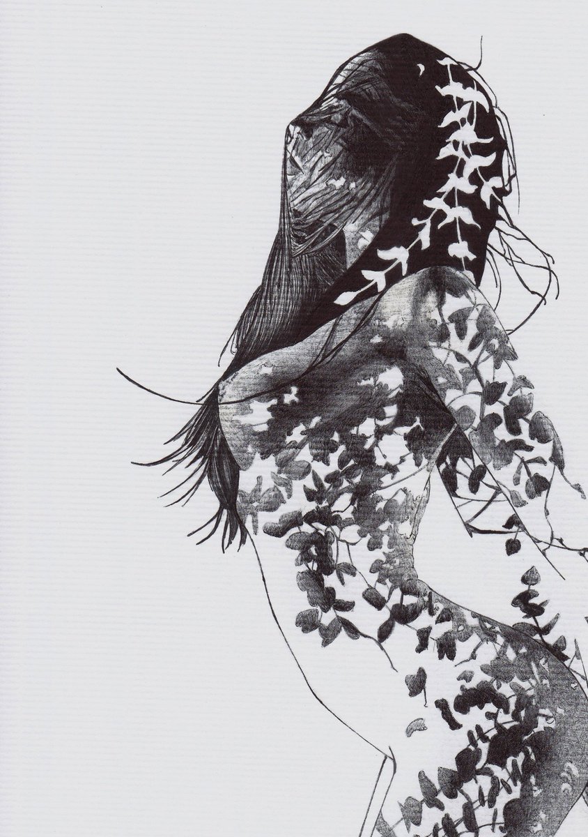 vgoes__'s tweet photo. I didn't name this one, the original idea was different. I'm thinking about do a new version considering the sketch in the last photo here. In color this time. 
.
Model: Olesia
#treewoman #portraitwoman #illustration #ballpointpen #beautifulbizarre #surrealism #surrealart https://t.co/r35YTPJtF5