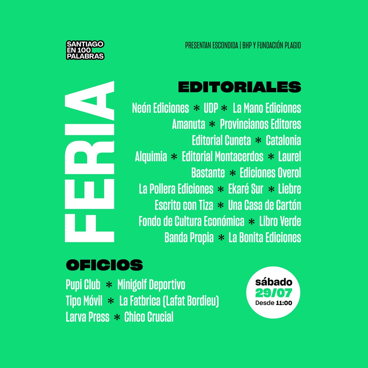 LibroVerde_'s tweet photo. Nos encontramos este sábado 29 de julio, en el @CCPLM para celebrar a las 12 obras finalistas de Santiago en 100 Palabras.
Compartiremos junto a 20 editoriales y otros proyectos literarios nacionales.
Entrada gratuita.
#santiagoen100palabras #edicioneslibroverde https://t.co/C1lTowlpCG