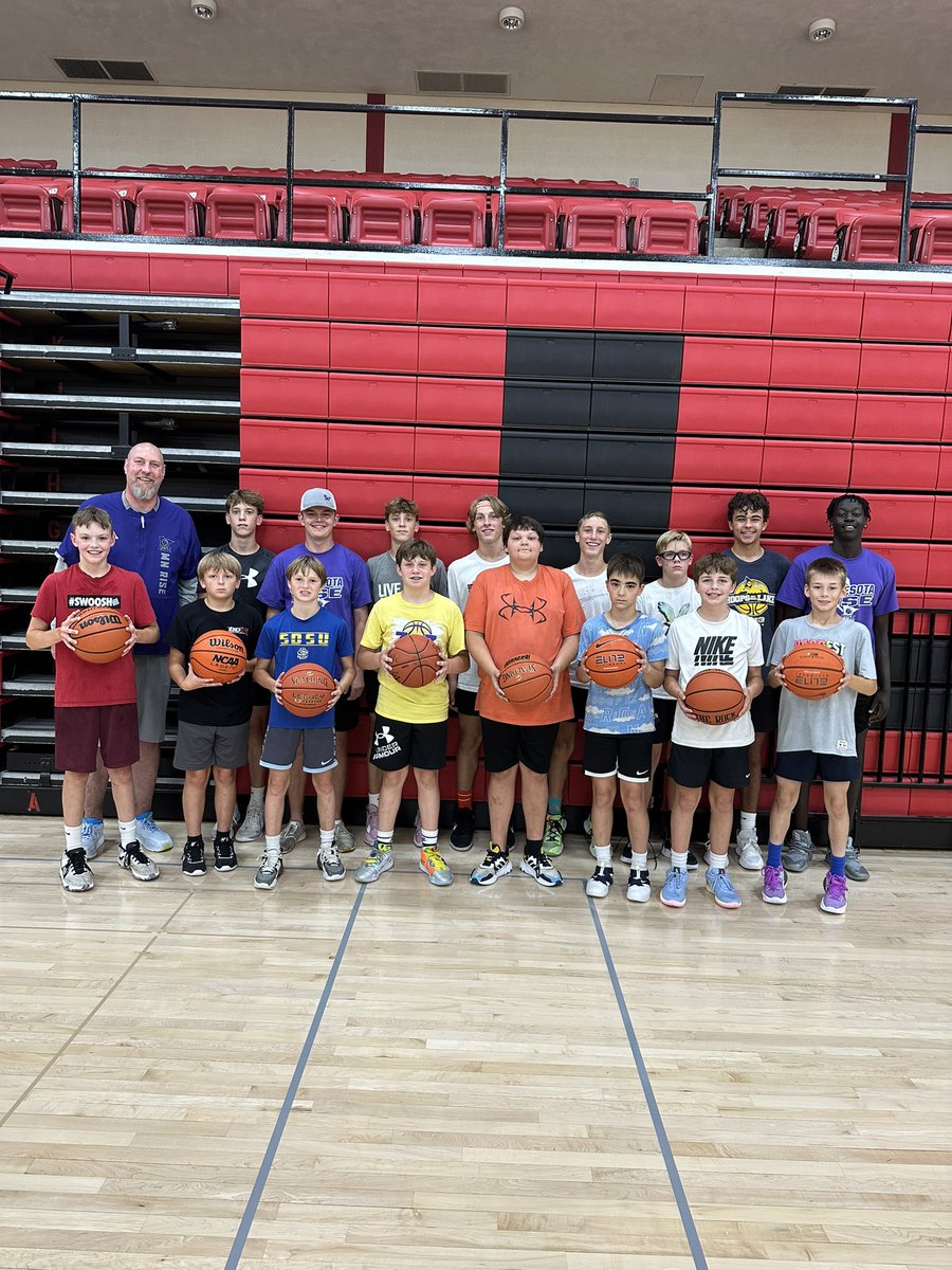 KoryKettner's tweet photo. Last minute throw together camp the last few days. This was the 7th through 9th grade crew (forgot the 4th through 6th grade pic). Had some help from a couple Rise Legends (@RileyHulke &amp; @dunwa_omot) &amp; @CoachPolesky3 (not pictured). #RiseFam #RiseGuys https://t.co/GVXhGR1EfZ