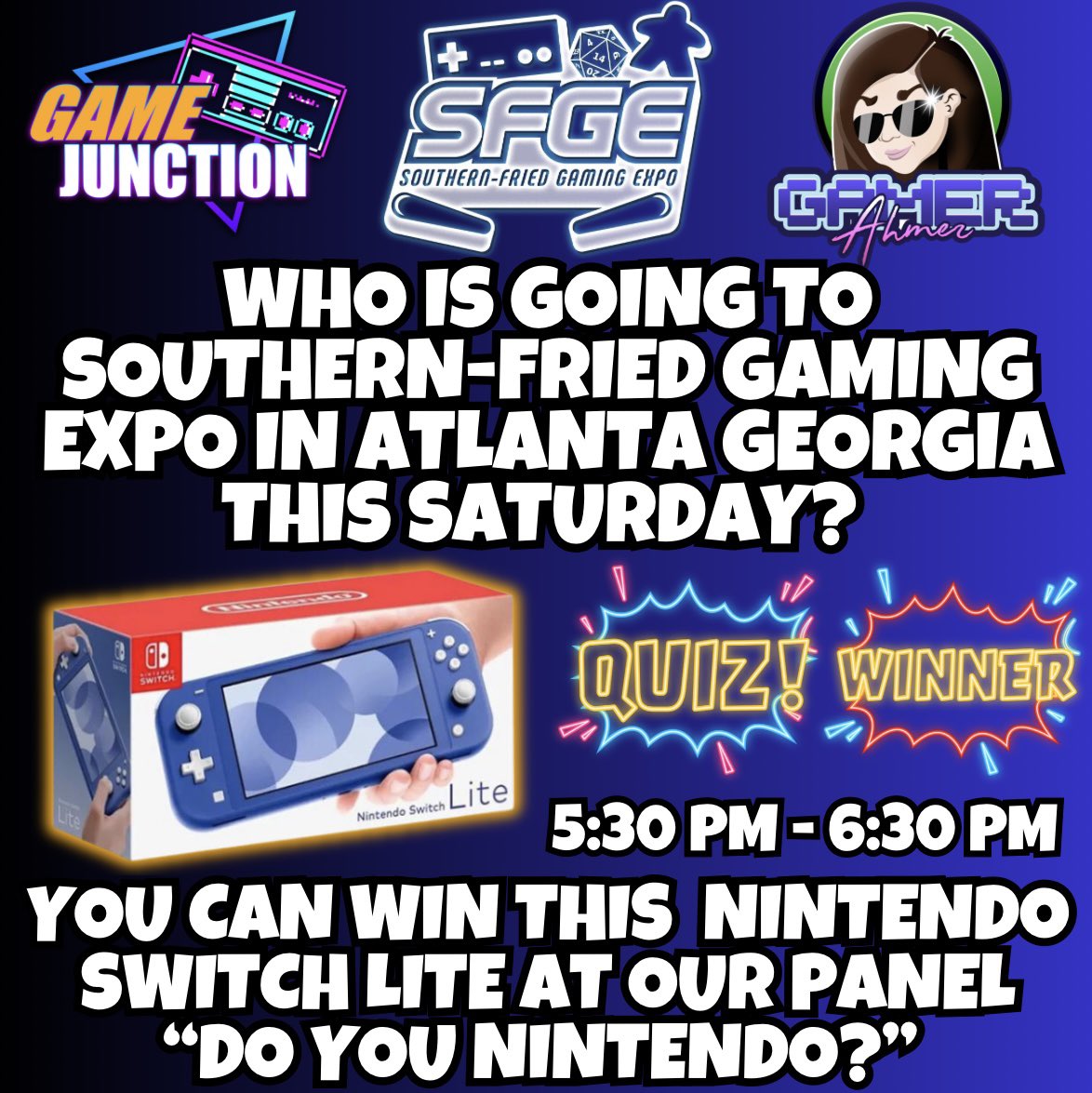 Can’t wait for the weekend! Come stop by and say hi on Saturday at the panel with us! We are going to have a blast and have some giveaways! #videogames #southernfriedgamingexpo #sfge #sfge2023 #gamerahmer #gamejunction #pinball #arcade #nintendo #nintendoswitch @SFGamingExpo
