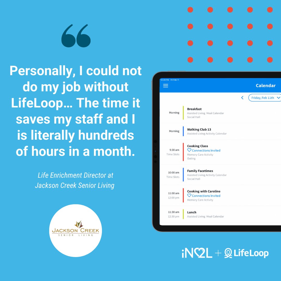 Jackson Creek received the Brilliance in Staff Efficiencies Award for using LifeLoop and iN2L to create personalized activity calendars, increasing family engagement and streamlining operations. Learn more about their exceptional community management here: hubs.ly/Q01XNlCQ0