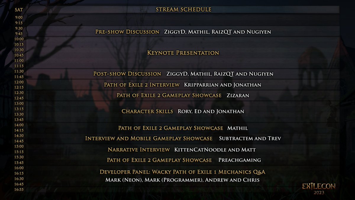 ExileCon 2023 is live! 🔴

Our keynote presentation revealing all you need to know about Path of Exile 2 begins soon.   

twitch.tv/pathofexile