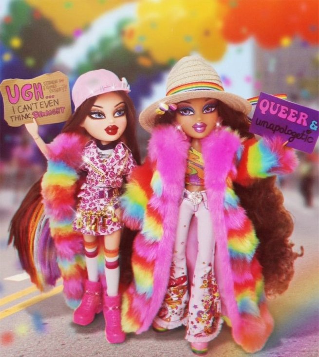 sapphicslike's tweet photo. sometimes all a girl wants is bratz pride set https://t.co/IttuU3zSjs