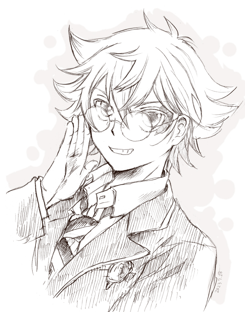 髪を少し耳にかけるのを描きたかった 