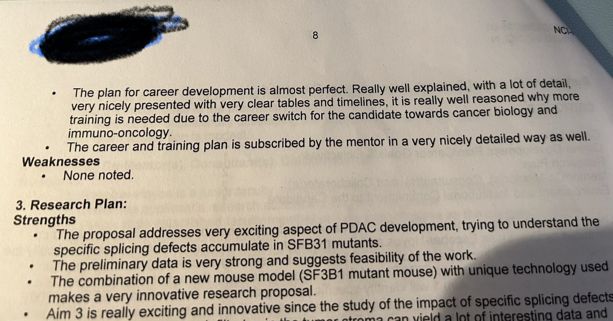 If only my score depended on reviewer #3. 🥲🥲🥲 Thank you for the nicest feedback I ever got it #K99 #nevergivingup