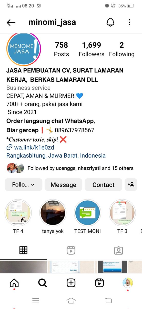 MinomiJasa's tweet image. Sudah follow ig nya Minomi jasa ? 😁 #jasacv #suratlamaran