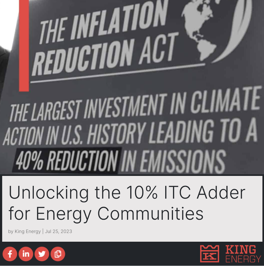 King_Energy_USA's tweet photo. The Department of Energy announced that seven counties in California are eligible for a 10% Investment Tax Credit (ITC) adder on solar programs, based on their definition as 'Energy Communities' under the 2022 Inflation Reduction Act.  

Read more here:
https://t.co/tktHExwvka https://t.co/CY7U6NobuG