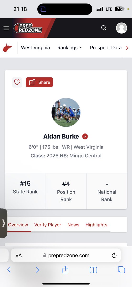 aidanburk3's tweet photo. beyond blessed to receive this recognition. thank you @PrepRedzoneWV @davidjones_7 https://t.co/ZJ8BFNNCgQ