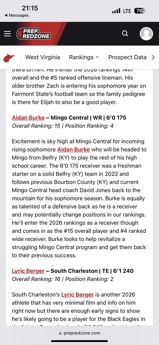 aidanburk3's tweet photo. beyond blessed to receive this recognition. thank you @PrepRedzoneWV @davidjones_7 https://t.co/ZJ8BFNNCgQ