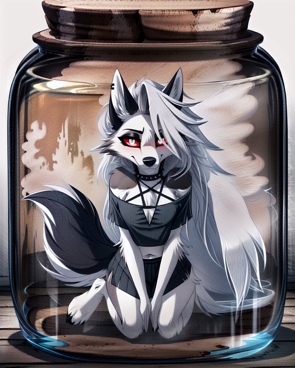 MoFoxxies's tweet photo. Alright, what would you trade for a Loona in a jar? Hmm?
#aiart #aifurryart #furryart #furry #helluvaboss #helluvabossloona #Loona #Loonafanart #Loonasale https://t.co/7BGTIAye8m