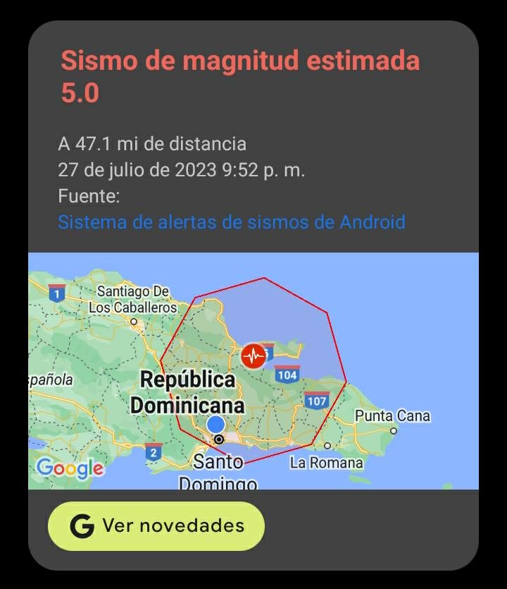Temblor de magnitud 5.0 en la República Dominicana