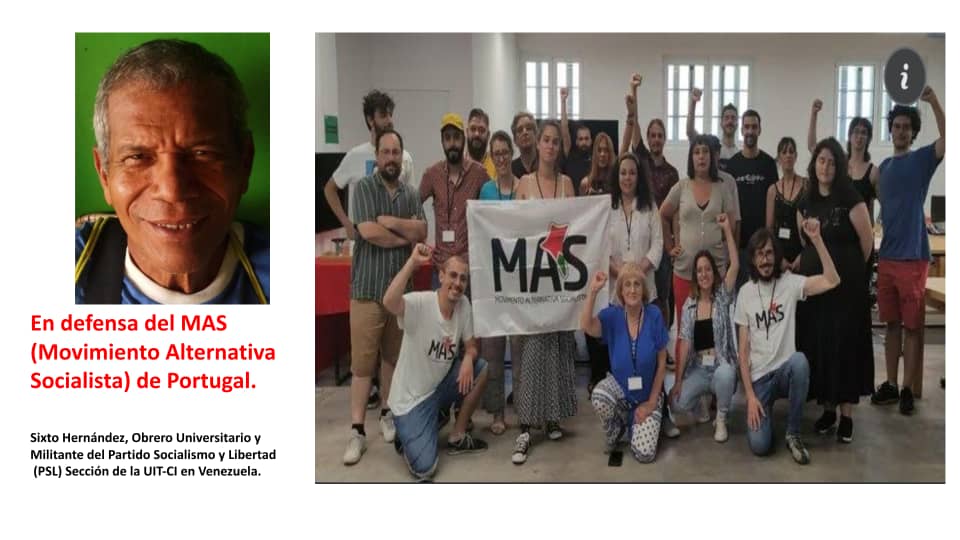 UcvMiguelangel's tweet photo. Solidaridad con el MAS de Portugal de nuestros compañeros Antonio Espinoza y Sixto Hernández @PSLVenezuela @UitCi @renata_cambra https://t.co/ARfi1h2HlU